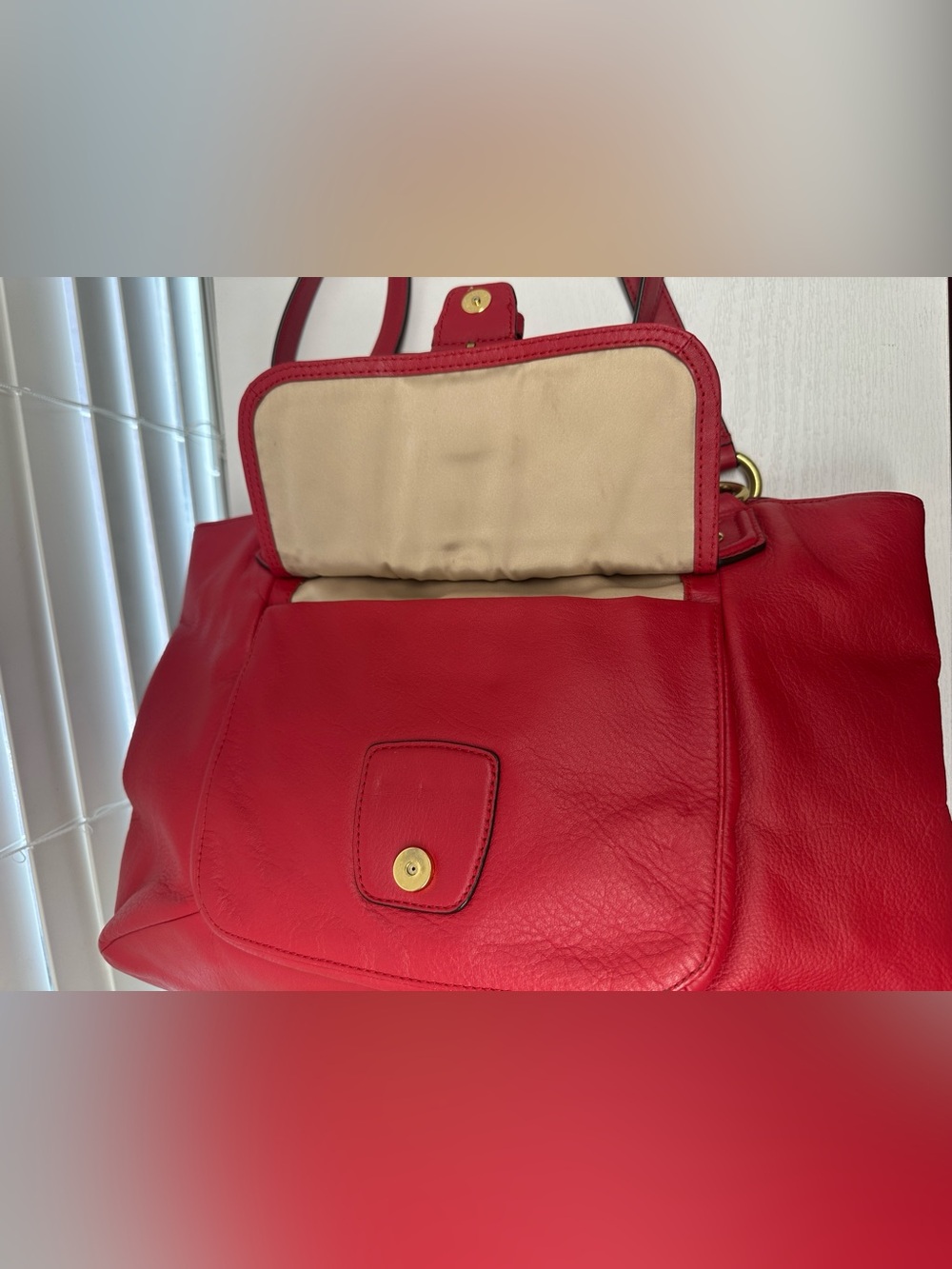 Coach Red Campbell Leather Belle Carryall - Picture 7 of 13